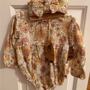 Rabbit & Bear Floral Kids Dress - Yellow and Brown